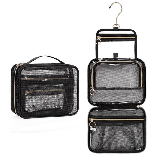 CUBETASTIC Mesh Shower Bag, Hanging Travel Toiletry Bag for Men Women, Portable Quick Dry Shower Organizer Pouch for College Dorm Room Essentials with 3 Compartment