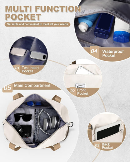 Travel Duffel Bag, Sports Tote Gym Bag, Shoulder Weekender Overnight Bag for Women