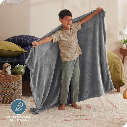 Bare Home Fleece Blanket - Baby Size - Ultra-Soft Lightweight for Bed, Sofa, and Couch - Luxury Microplush - Cozy Warm Blanket (Baby, Grey)