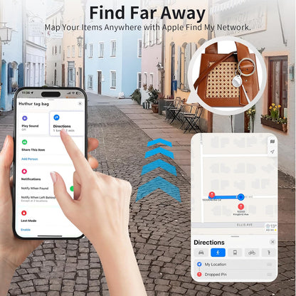 Air Tracker Tags-4 Pack, 5.3 Bluetooth Tracker Work with Apple Find My (iOS Only), 100dB Sound Finder, Smart Tags with Keychain/Lanyard, Item Finder for Luggage/Key/Suitcase, Replaceable Battery.