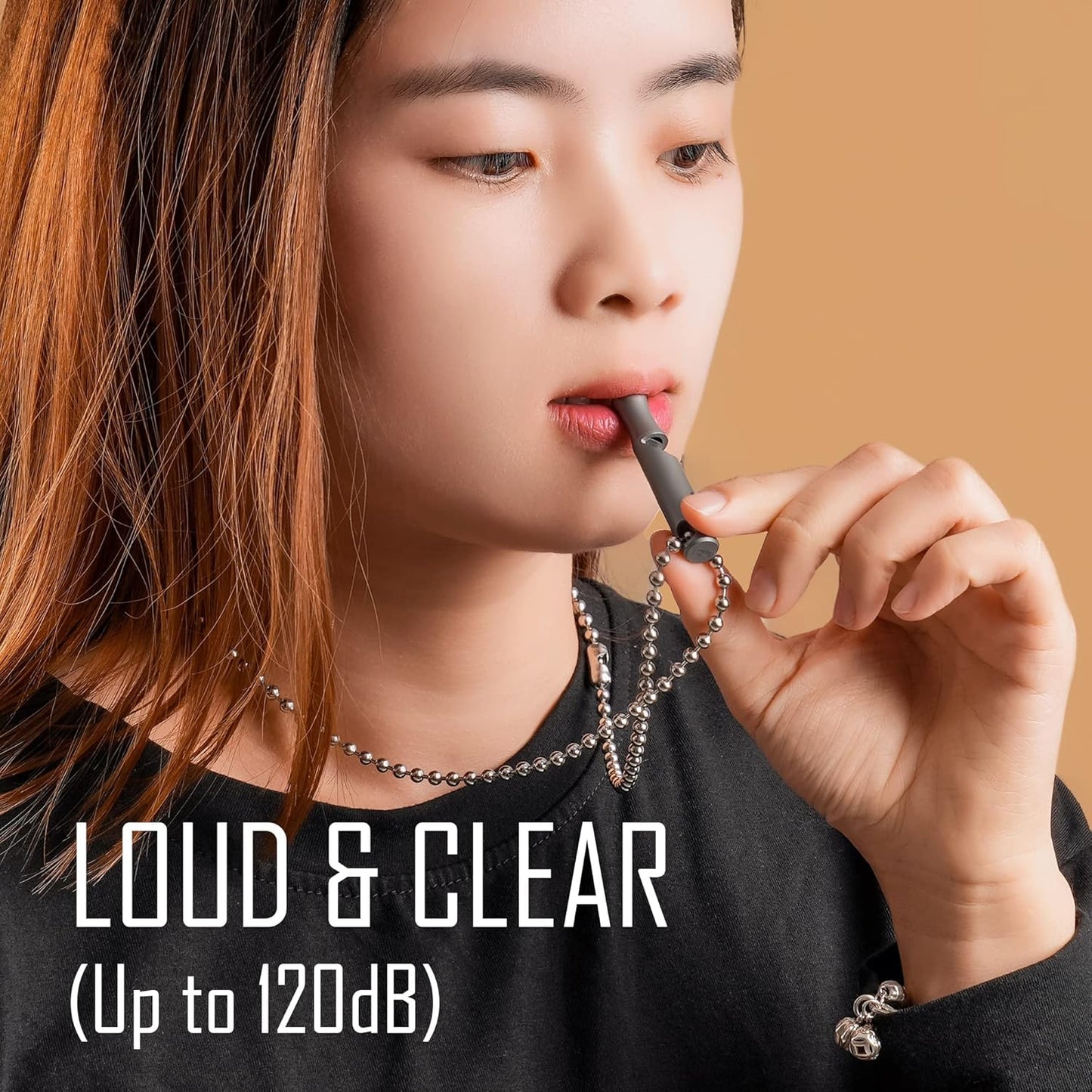 KeyUnity Titanium Emergency Whistle with Metal Lanyard, 120dB+, One-Piece Outdoor Survival Whistle, Ultra-Light, Rustproof