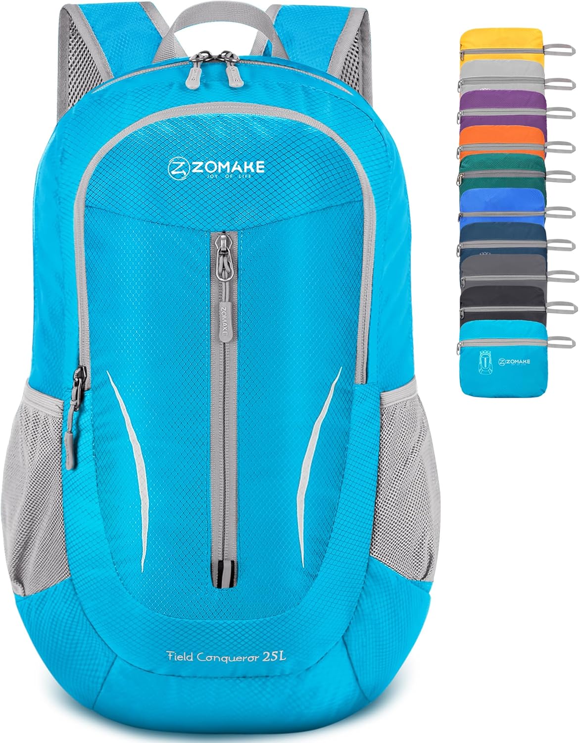 ZOMAKE Ultra Lightweight Packable Backpack 25L, Foldable Hiking Backpacks Water Resistant Small Folding Daypack for Travel(Light Blue)