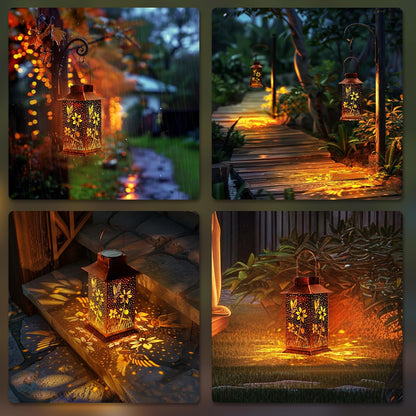 Homemory Hummingbird Solar Lanterns Waterproof, Metal Hanging Hollowed-Out Metal Decor Lantern, LED Outdoor Decoration for Outside LED Lanternse for Yard, Backyard, Porch, Lawn