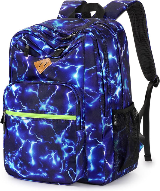 ZORFIN 26L Backpack for College, and Travel: Water Resistant Bookbag - Blue Lightning