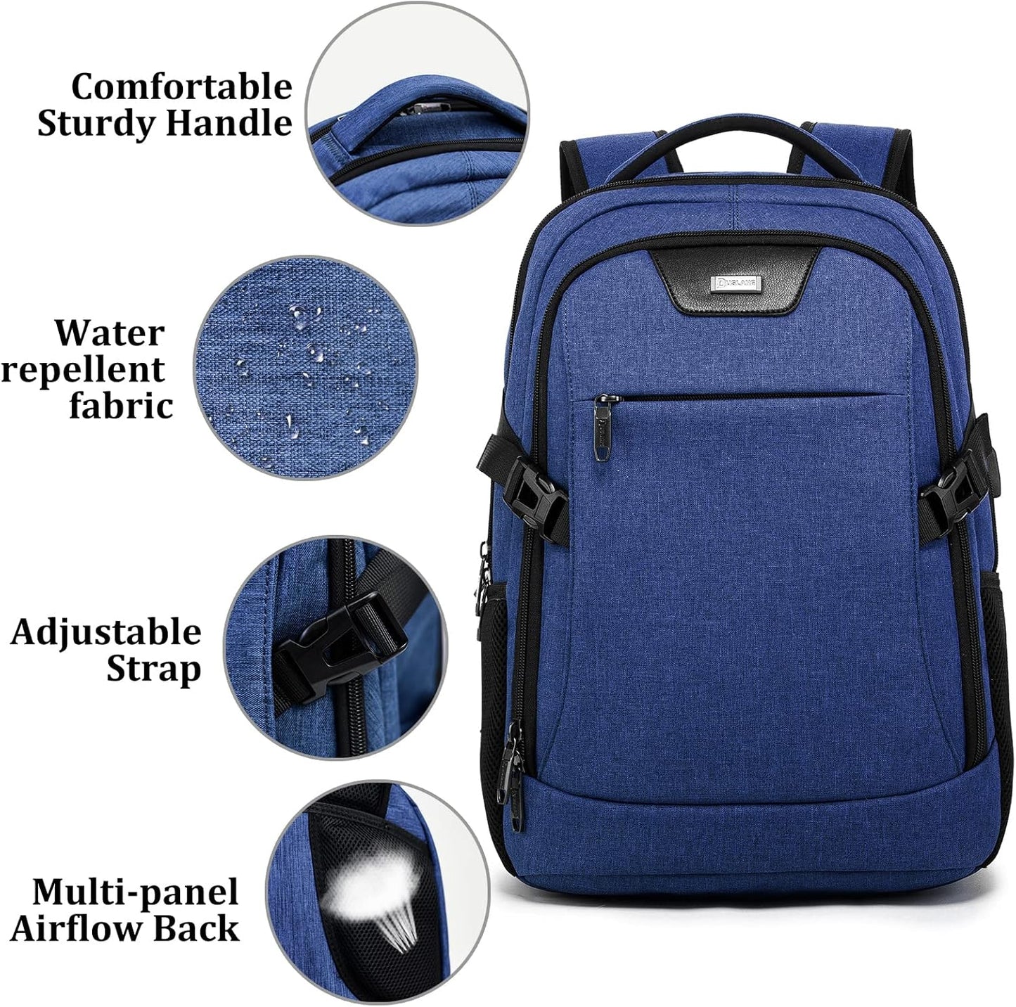 DUALSNG Travel Work Laptop Backpack With USB Charging Port Fits 15.6 15 14 13 Inch Laptop and Notebook Business Anti Theft College Computer Bag Back Pack for Women Men - Navy Blue