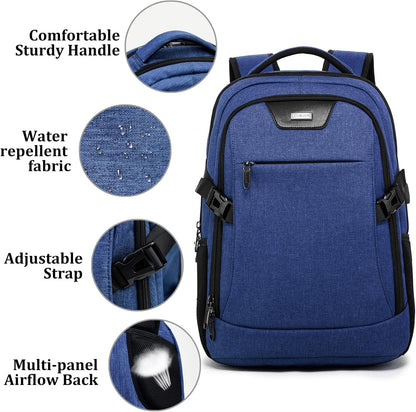 DUALSNG Travel Work Laptop Backpack With USB Charging Port Fits 15.6 15 14 13 Inch Laptop and Notebook Business Anti Theft College Computer Bag Back Pack for Women Men - Navy Blue