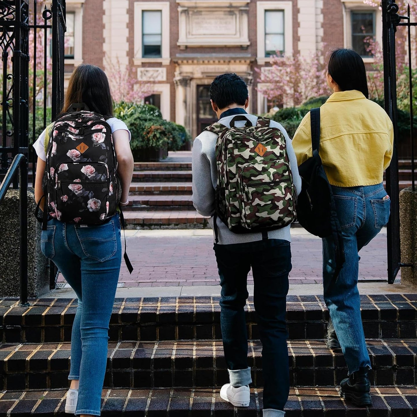 ZORFIN 26L Backpack for College, and Travel: Water Resistant Bookbag - Rose Black
