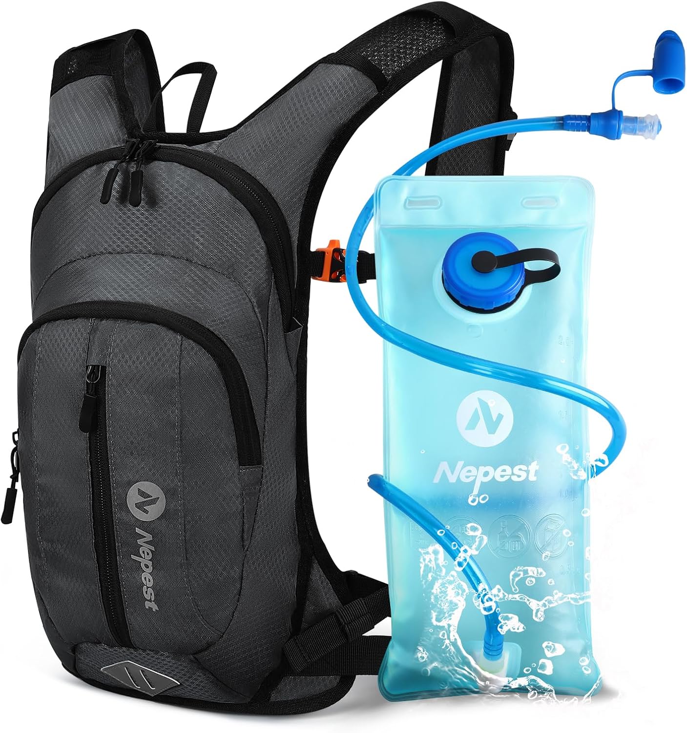 Nepest Hydration Pack Backpack for Women & Men, Lightweight Water Backpack with 2L Water Bladder for Hiking Cycling Running Biking
