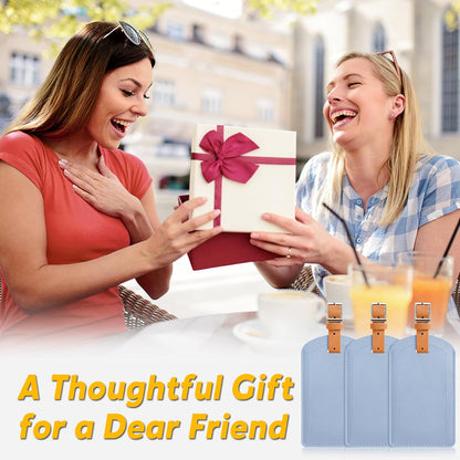 3 Pack Luggage Tags for Suitcases, TSA Approved Bag Tags, Baggage Tags with Privacy Protection, Travel Essentials Luggage Accessories, Light Blue & Brown