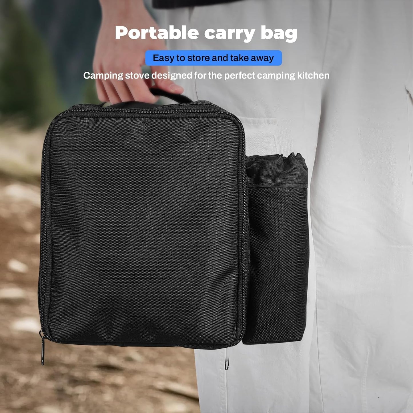 Adjustable 2-Burner Portable Stove with 16000 BTU, with Camping Grill and Carrying Bag, Portable Propane Camp Stove with 2 Burners & Piezo Ignition for Camping, Backyard BBQ,Tailgating (Orange)