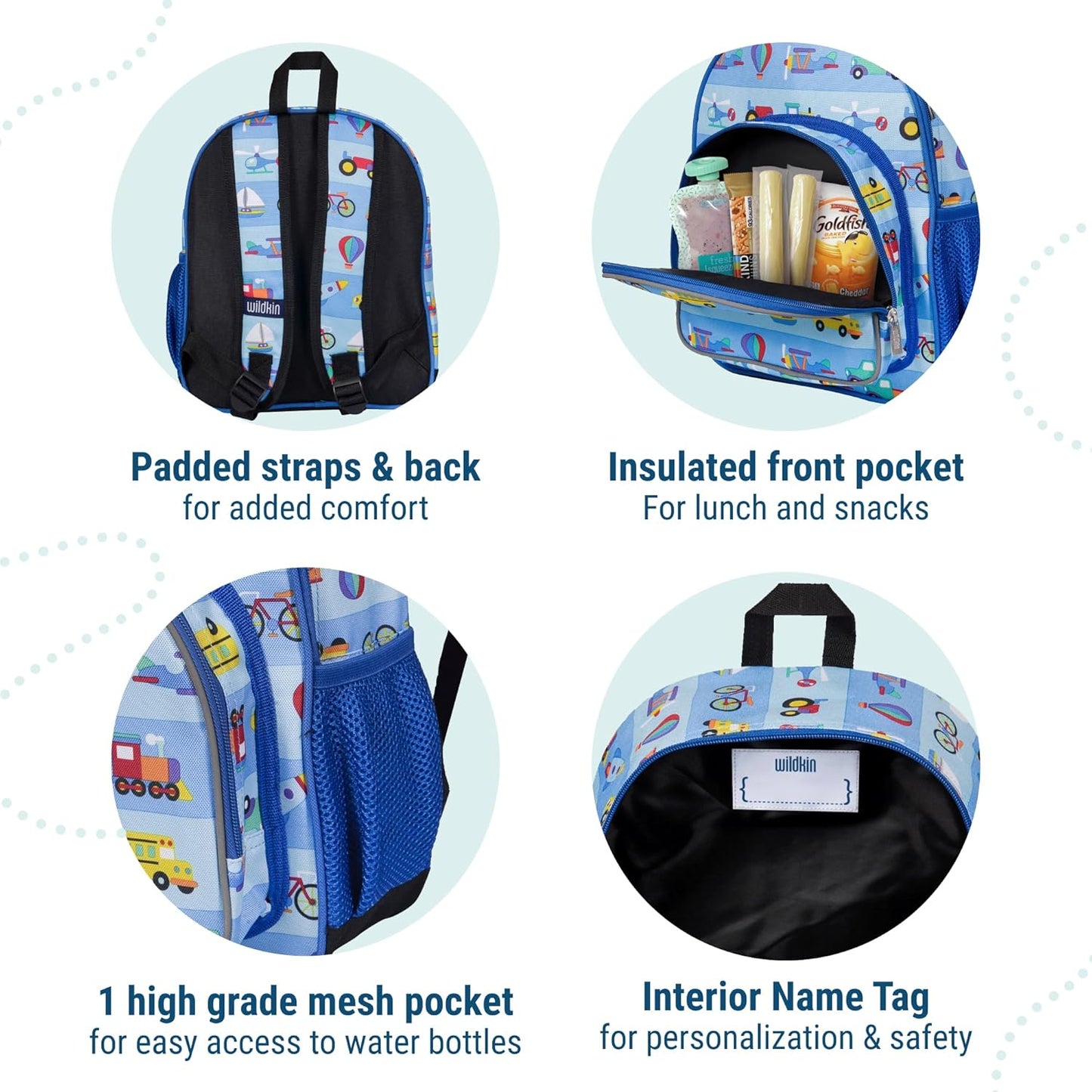 Wildkin 12-inch Kids Backpack – Padded, Adjustable, Ideal for Daycare & Travel - On the Go