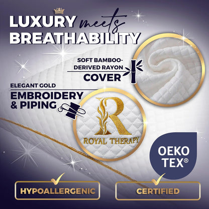 Royal Therapy Queen Memory Foam Pillows - Shredded Memory Foam Pillow for All Sleep Positions - Medium Firm Pillow with Adjustable Loft - Bamboo Rayon Cover - CertiPUR-US & Oeko-TEX Certified