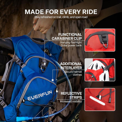 Everfun Hydration Backpack 18L with Water Bladder 2L/3L Hiking Water Backpack Women Men Hydration Pack Insulated Lightweight Day Hydropack with Storage for Hiking, Biking, Running, Festival