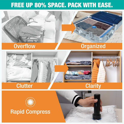 Vacuum Storage Bags with Electric Pump, 25 Pack Space Saver Bags Vacuum Seal Bags with Pump, Vacuum Sealer Bags for Clothes, Comforters, Blankets, Bedding