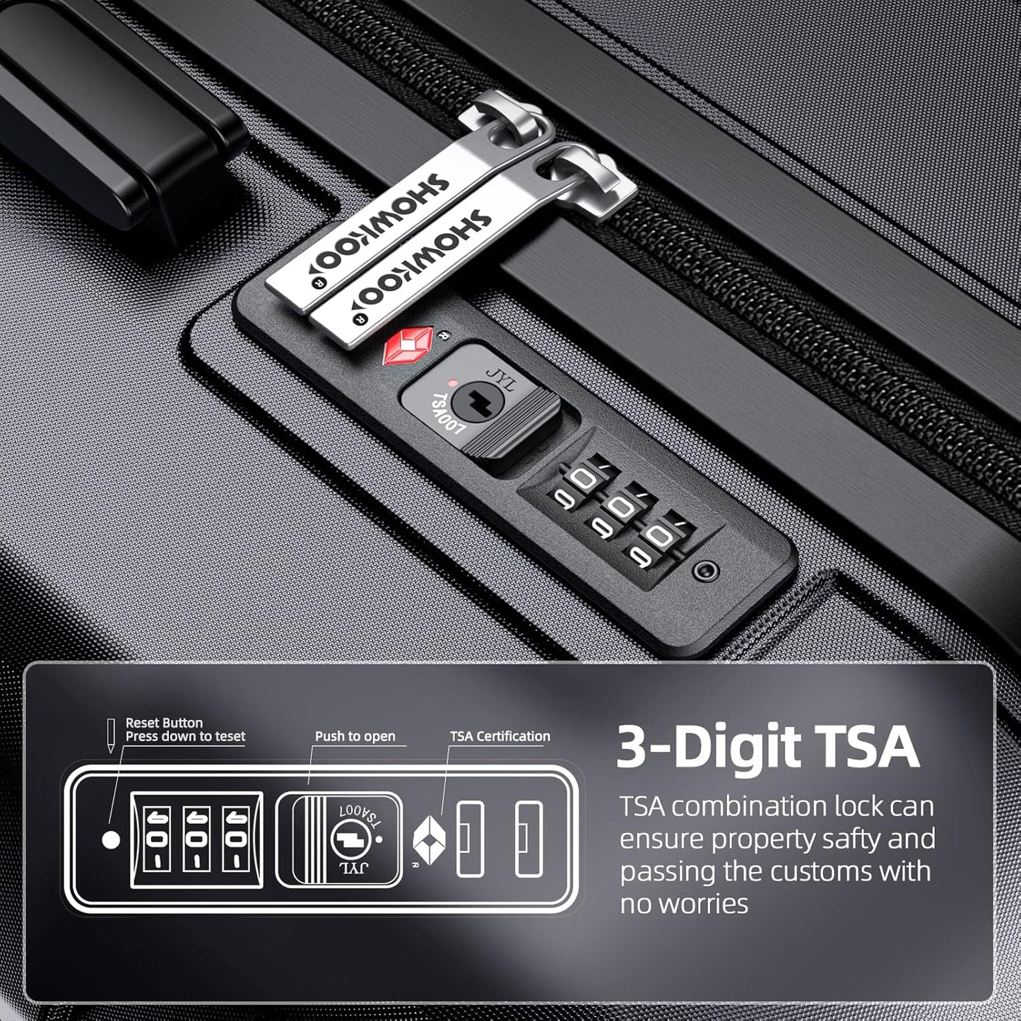 SHOWKOO Luggage Sets Expandable PC+ABS Durable Suitcase Double Wheels TSA Lock Gray