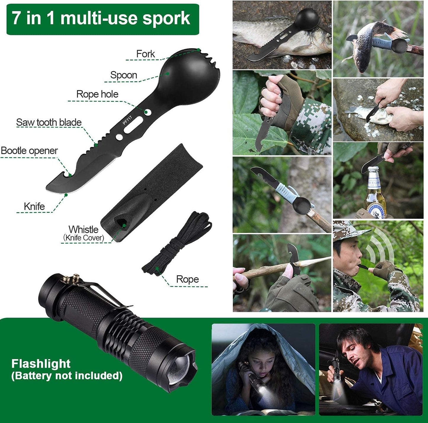 Survival Kit 35 in 1, First Aid Kit, Survival Gear, Survival Tool Gifts for Men Boyfriend Him Husband Christmas Camping, Hiking, Hunting, Fishing