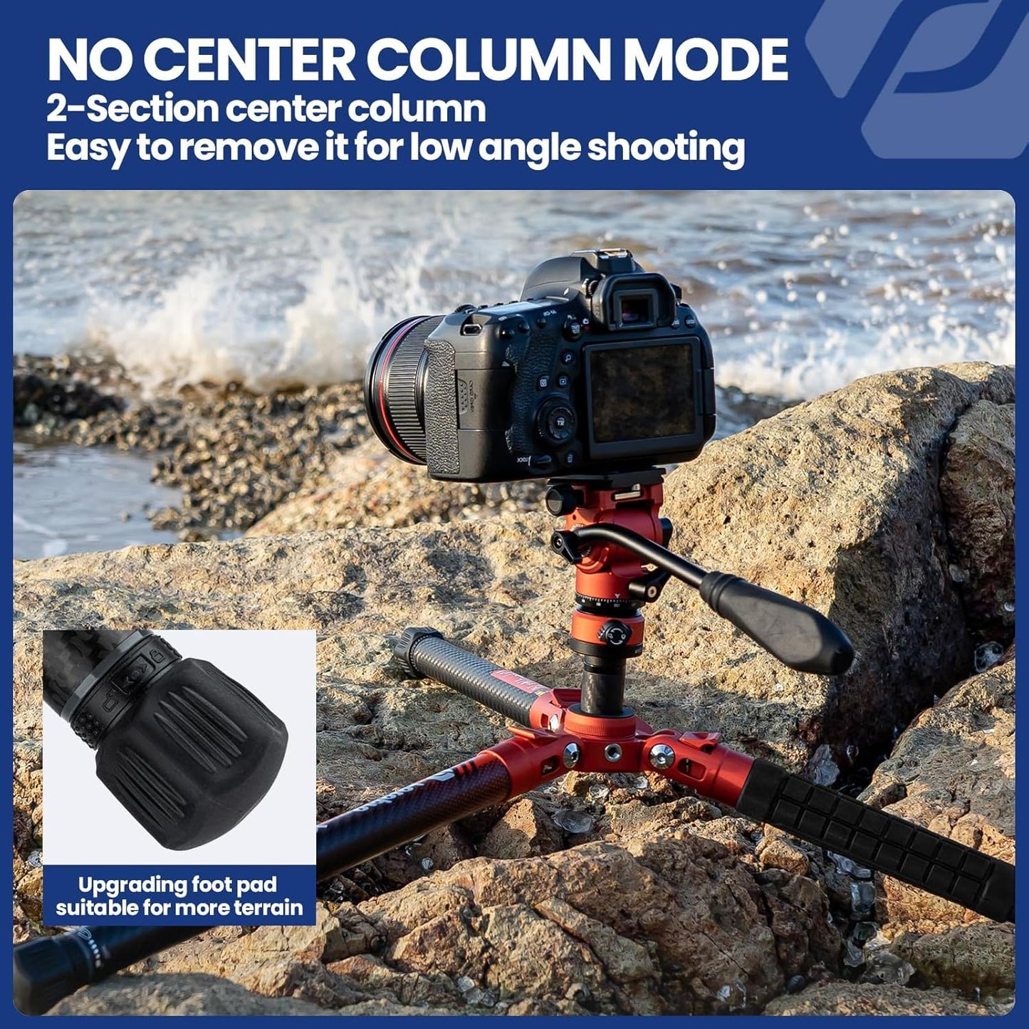 Fotopro 62 Inch Carbon Fiber Tripod 2.3lbs Ultralight Portable Travel Video Tripod for Camera DSLR Lightweight Load up to 22lbs X-Aircross 3 Video Orange