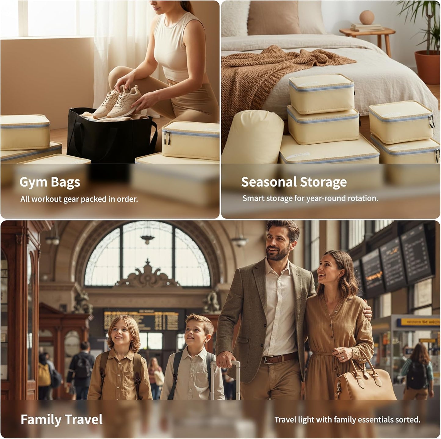 Cipway 5 Set Packing Cubes for Travel Suitcase Organizer for Accessories Luggage Carry On Suitcase Lightweight Vanilla Cream