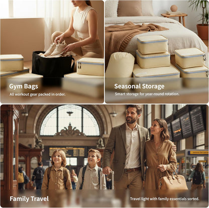 Cipway 5 Set Packing Cubes for Travel Suitcase Organizer for Accessories Luggage Carry On Suitcase Lightweight Vanilla Cream