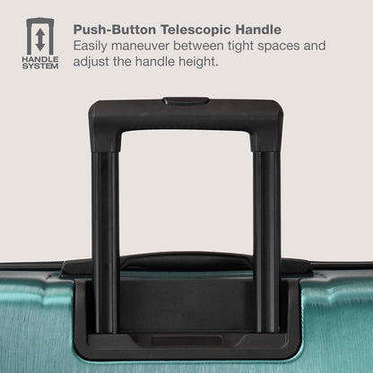 U.S. Traveler Boren Polycarbonate Hardside Rugged Travel Suitcase Luggage with 8 Spinner Wheels, Aluminum Handle, Teal, 3-Piece Set, USB Port in Carry-On