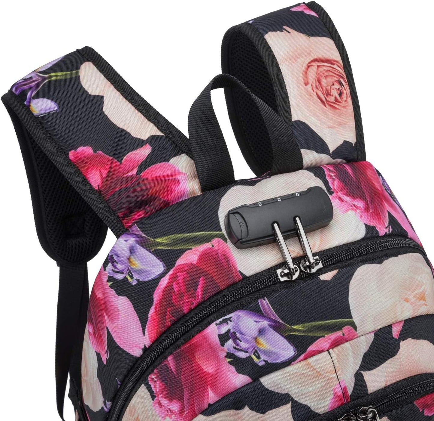 Tzowla Business Laptop Backpack Water Resistant Anti-Theft with USB Charging Port and Lock 15.6 Inch Computer Backpacks for Men, Women, Casual Hiking Travel Daypack (Flower)