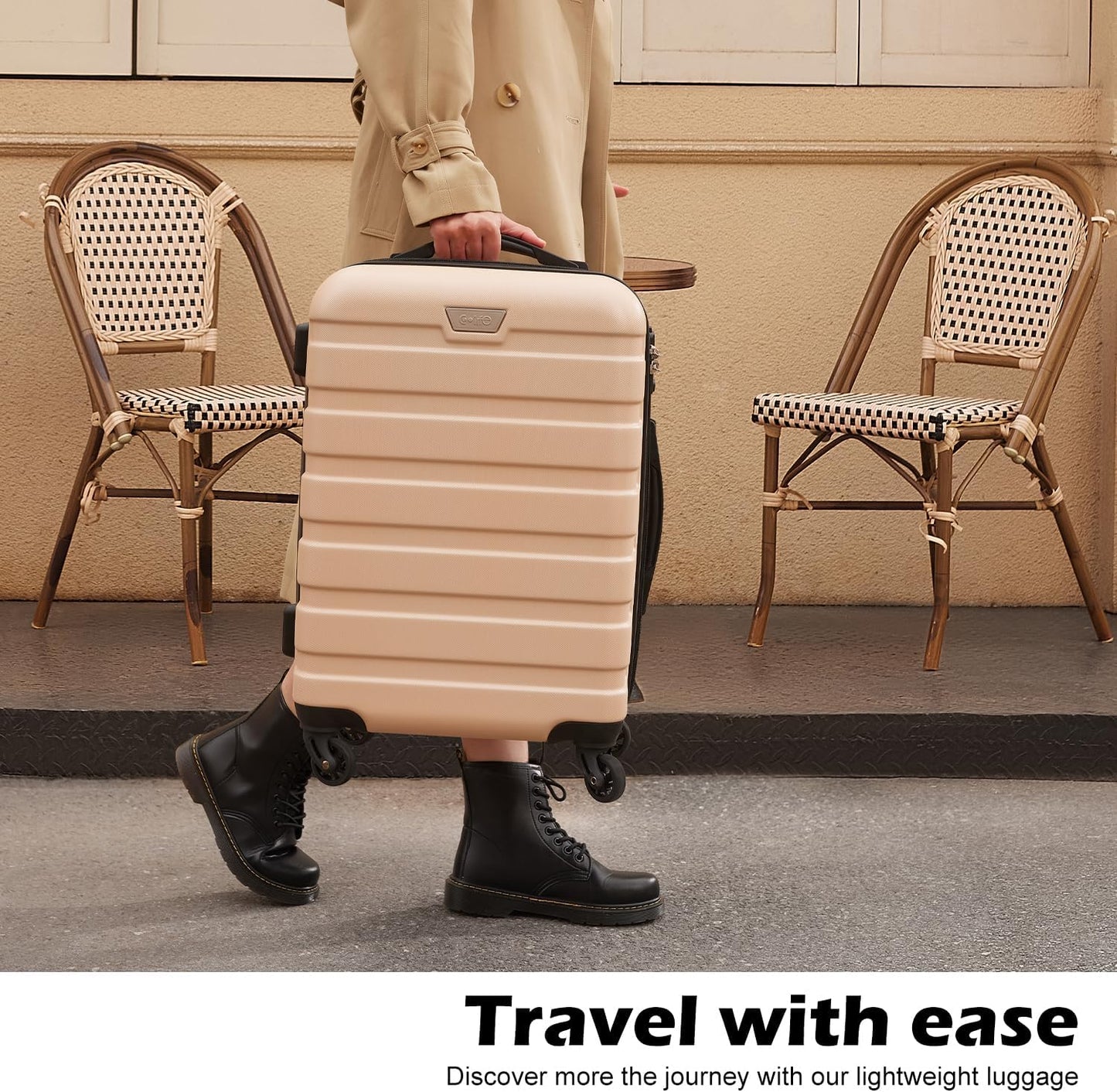 Coolife Luggage 3 Piece Set Suitcase Spinner Hardshell Lightweight TSA Lock (sakura pink, 3 piece set(20in24in28in))