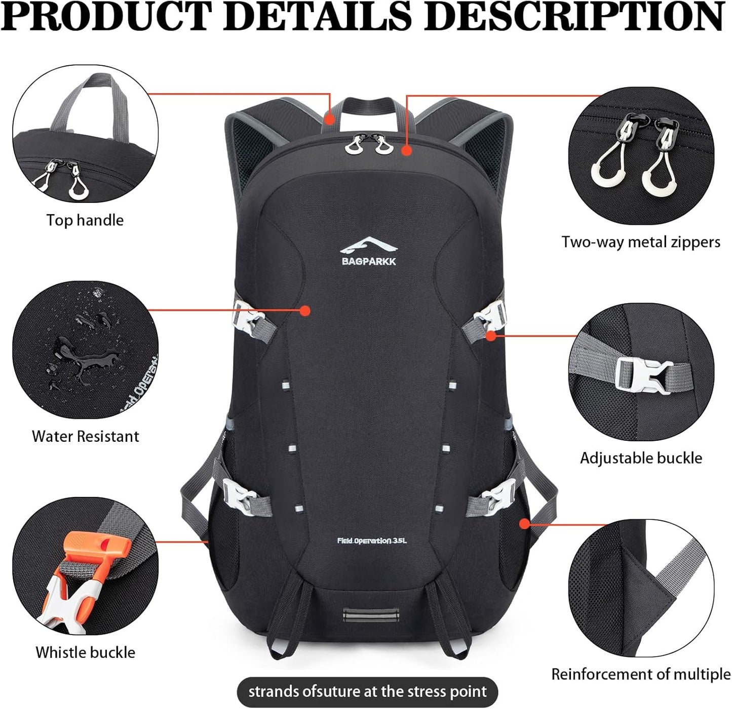 Hiking Backpack,Large 35L Travel Backpacks for Men Women,Water Resistant Ultra Lightweight Foldable Packable Camping Daypack for Outdoor Sports