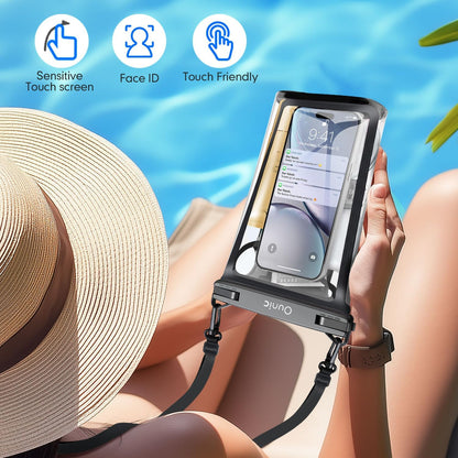 Large Waterproof Phone Pouch, Floating Waterproof Pouch for iPhone 16 15 14 13 12 Pro Max Galaxy S25 S24 S23, Adjustable Lanyard, IPX8 Waterproof Bag for Beach Cruise Swimming Rafting Boating