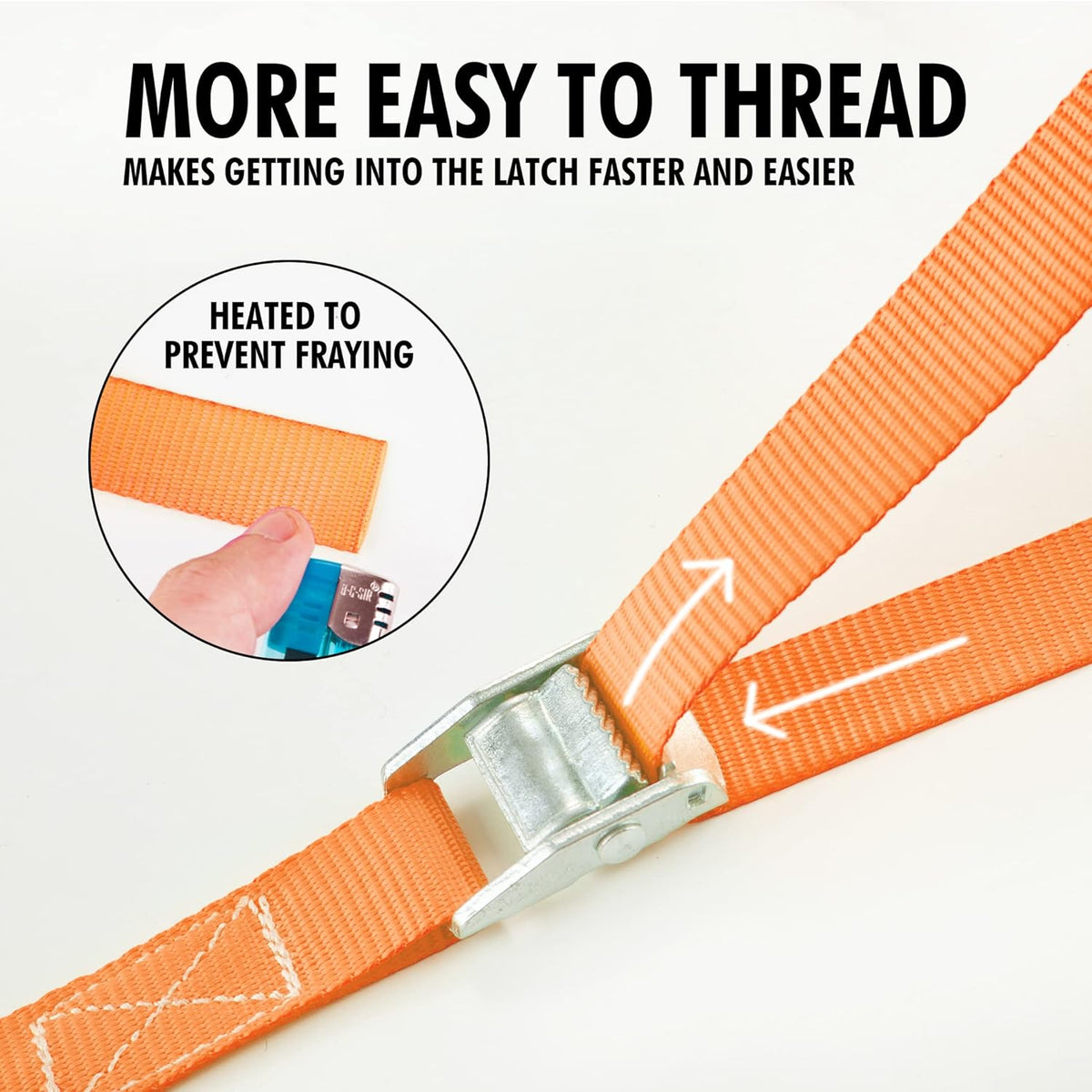 Cartman 1" x 12' Lashing Straps Cargo Tie-Down Strap Up to 600lbs, 2pk Orange
