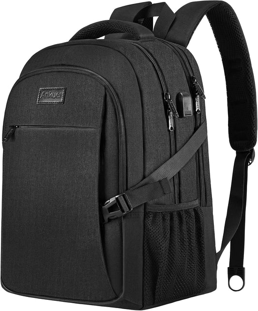 ANKUER Backpacks for Men Women, Backpack Fits Up 15.6 in Laptop Backpack for Travel, Backpacks with USB Charging Port, Work Business Backpack for School (Black)