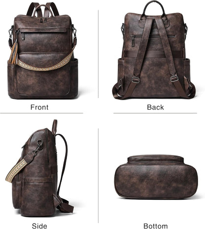 Shrrie Vegan Leather Laptop Backpack for Women 15.6 inch Work Backpack Fashion Travel Backpack Purse for Travel College Work