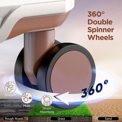 SHOWKOO Suitcase Hardside Expandable Luggage Set, Suitcase with Double Spinner Wheels TSA Lock 3 Piece Set Beige White (DB/TB/28in)