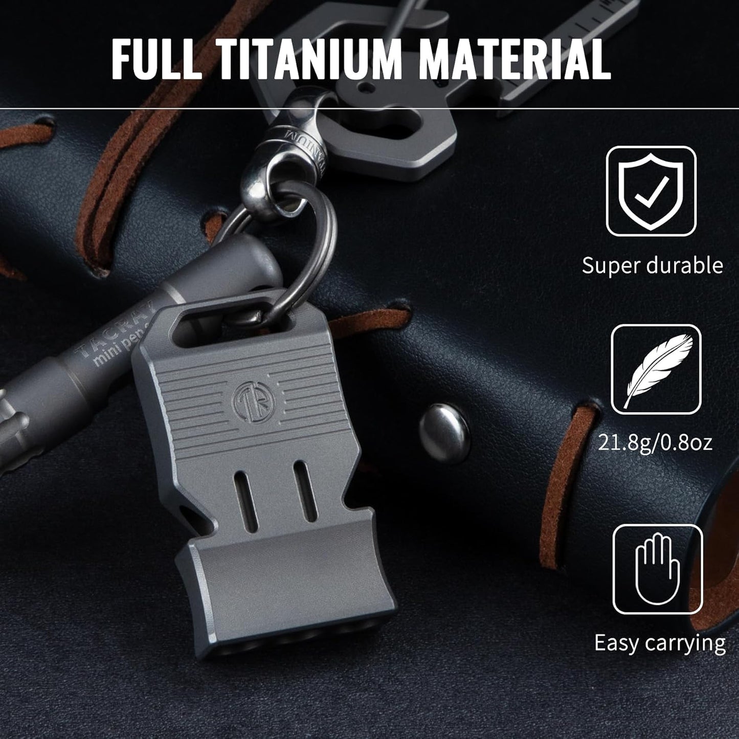 TACRAY Titanium Emergency Survival Whistle, Portable Necklace Whistle, Loud Whistle up to 120~130db, Good for Life Saving, Hiking, Camping, and Pet Training