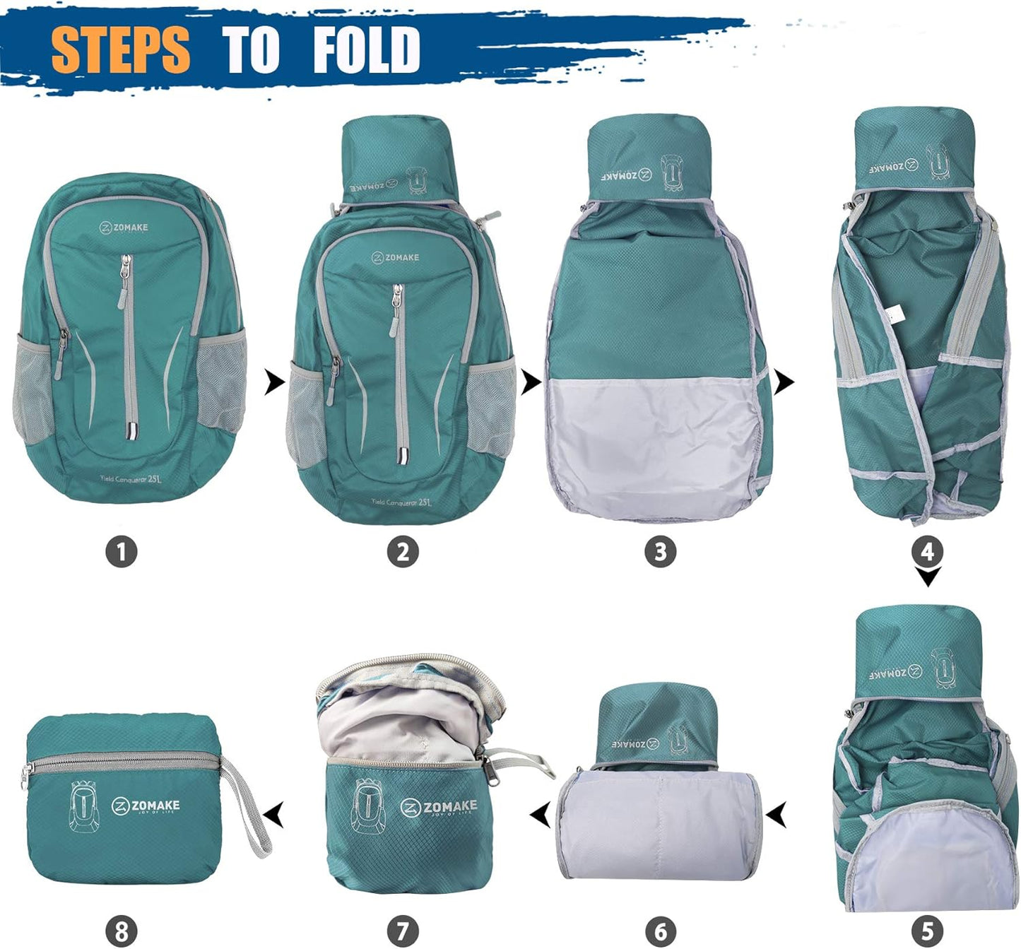 ZOMAKE Ultra Lightweight Packable Backpack 25L, Foldable Hiking Backpacks Water Resistant Small Folding Daypack for Travel(Army Green-NEW)