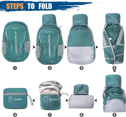 ZOMAKE Ultra Lightweight Packable Backpack 25L, Foldable Hiking Backpacks Water Resistant Small Folding Daypack for Travel(Army Green-NEW)