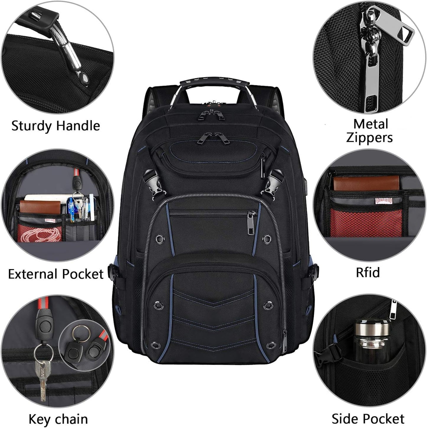 18.4 Laptop Backpack for unisex, 55L Extra Large Gaming Laptops Backpack with USB Charger Port,TSA Friendly Flight Approved and RFID Anti-Theft Pocket