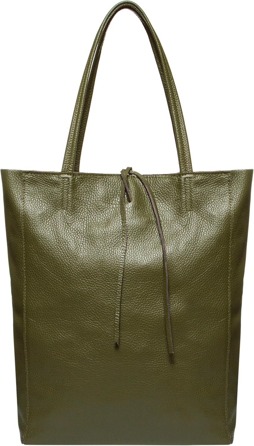 Italian Calf Leather Tote for Women with Zipper, Inner Pocket & Flat Base | Soft Unlined Shopper for Work & Travel