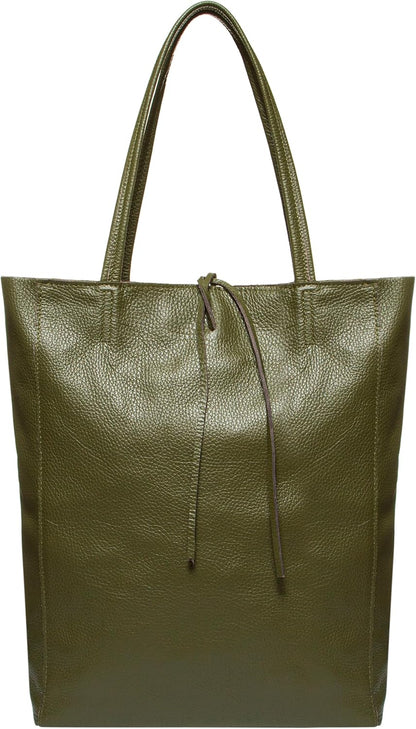 Italian Calf Leather Tote for Women with Zipper, Inner Pocket & Flat Base | Soft Unlined Shopper for Work & Travel