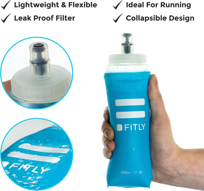 Soft Flask - Shrink As You Drink Soft Water Bottle for Hydration Pack - Folding Water Bottle Ideal for Running, Hiking, Cycling, Climbing & Rigorous Activity