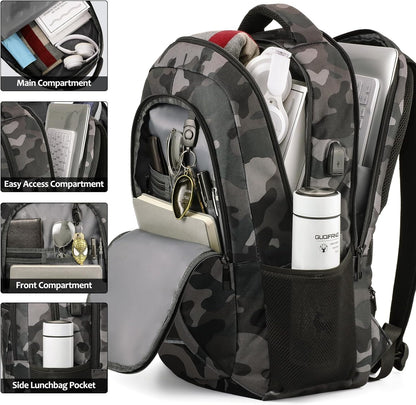 Backpack for Men Women, School Backpacks for Teen Boys, Business Anti Theft Sturdy Travel Laptop Backpack with USB Charging Port, Water Resistant 15.6 Inch Computer Bag Gift