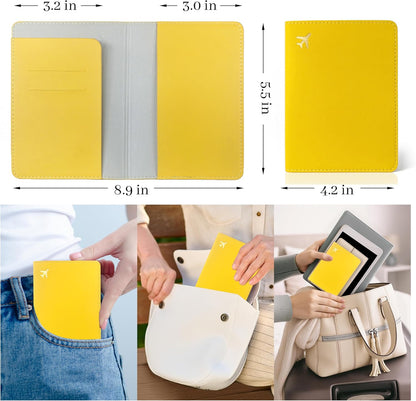 Passport Holder for Travel Essentials,RFID Blocking Passport Cover Case for Travel Accessories,Travel Wallet for Women Men (Lemon Yellow)