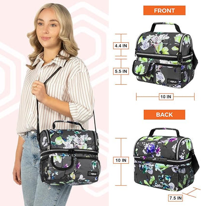 opux Lunch Bag Women Insulated, Adult Lunch Box Cooler, Flower Lunch Box - Image 3