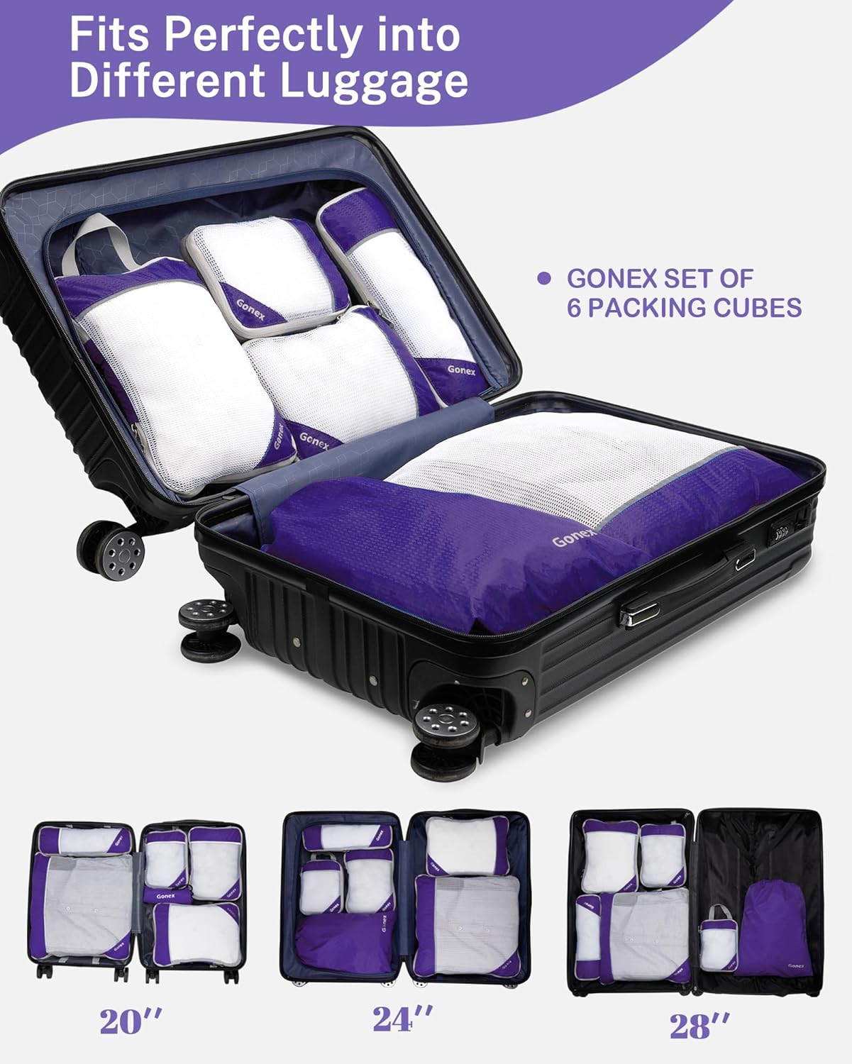 Compression Packing Cubes, Gonex Extensible Storage Mesh Bags Organizers