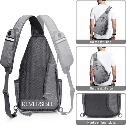 G4Free Sling Bag RFID Blocking Sling Backpack Crossbody Chest Bag Daypack for Hiking Travel(Gray)