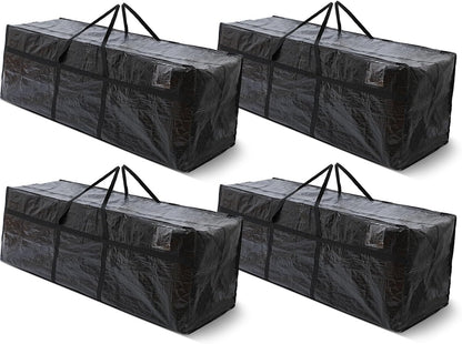4 Pcs 176 Gallon Large Moving Bags with Zipper and Handles Foldable Storage Duffle Bags Heavy Duty Extra Large Totes for College Dorm Travel Clothes Blankets Bedding Moving (Black)