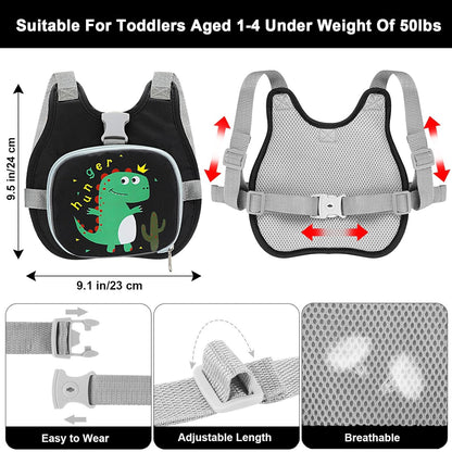 Accmor Toddler Harness Leash+ Anti Lost Wrist Link, Cute Dinosaur Kids Harness with Leash, Collapsible Child Leash Baby Walking Wristband Assistant Strap Belt for Boys