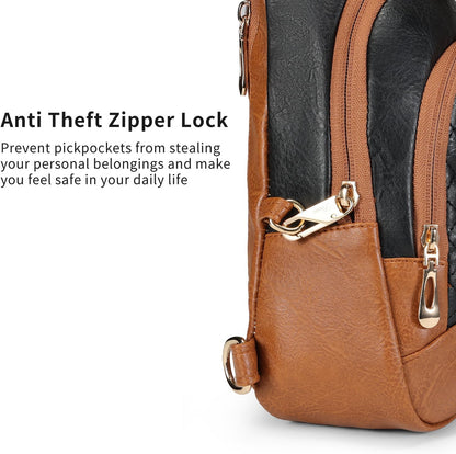 Crossbody Bags for Women Anti Theft Small Sling Handbag with Zipper Lock Vegan Leather RFID Blocking Chest Pure