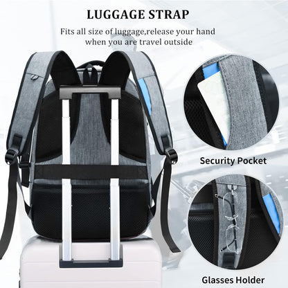 DUSLANG Travel Work Laptop Backpack With USB Charging Port Fits 15.6 15 14 13 Inch Laptop and Notebook Business Anti Theft College Computer Bag Back Pack for Women Men - Dark grey