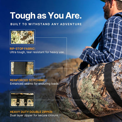 North Star Sports Foldable Duffle Bag for Travel, Gym & Outdoor Camping | Tough and Packable Sport Equipment Bag & Gear Organizer | Heavy Duty Large Duffel Bags for Traveling