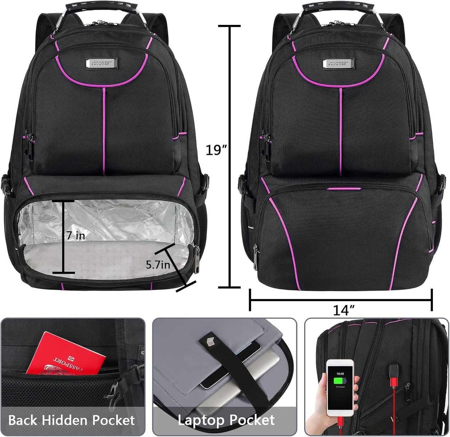 VECKUSON Laptop Backpack, 15.6 Inches, Purple, Unisex